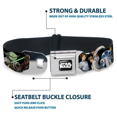 Show full view: Buckle-Down Star Wars Classic Character Poses Metal Seatbelt Buckle Dog Collar, Black, Medium: 11 to 16.5-in neck, 1-in wide slide 4 of 10