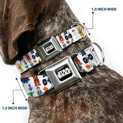 Show full view: Buckle-Down Star Wars Classic Characters Collage Metal Seatbelt Buckle Dog Collar, White, Medium: 16 to 23-in neck, 1.5-in wide slide 3 of 11