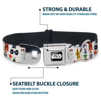 Show full view: Buckle-Down Star Wars Classic Characters Collage Metal Seatbelt Buckle Dog Collar, White, Medium: 16 to 23-in neck, 1.5-in wide slide 5 of 11