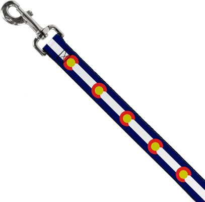 Show full view: Buckle-Down Colorado Flag Polyester Dog Leash, Blue, 6-ft long, 1-in wide slide 2 of 6