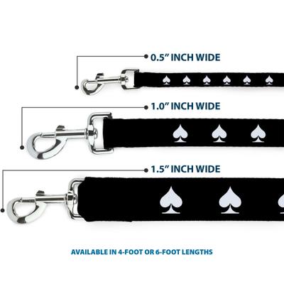 Show full view: Buckle-Down Spade Polyester Dog Leash, White, 6-ft long, 1-in wide slide 3 of 6
