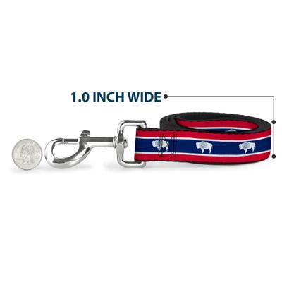 Show full view: Buckle-Down Wyoming Flag Polyester Dog Leash, Blue, 4-ft long, 1-in wide slide 6 of 7