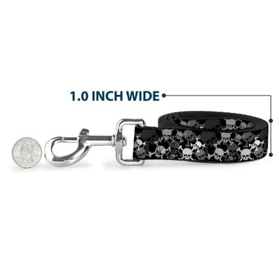 Show full view: Buckle-Down Top Skulls Stacked Polyester Dog Leash, Grey, 6-ft long, 1-in wide slide 5 of 6