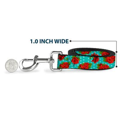 Show full view: Buckle-Down Red Roses Polka Dots Polyester Dog Leash, Red, 6-ft long, 1-in wide slide 5 of 6