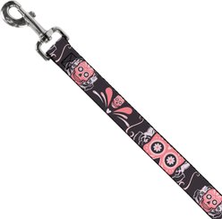 Buckle-Down Sugar Skulls Polyester Dog Leash, Pink, 6-ft long, 1-in wide slide 2 of 6