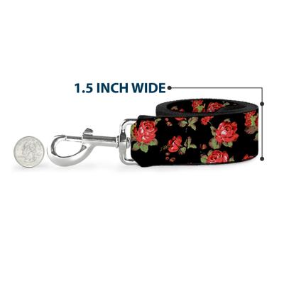 Show full view: Buckle-Down Red Roses Scattered Polyester Dog Leash, Red, 6-ft long, 1-in wide slide 6 of 6