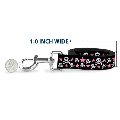 Show full view: Buckle-Down Skulls Stars Polyester Dog Leash, Pink, 4-ft long, 1-in wide slide 5 of 6