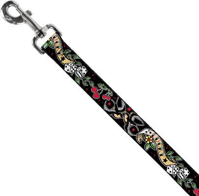 Show full view: Buckle-Down Lucky Polyester Dog Leash, Black, 6-ft long, 1-in wide slide 2 of 6