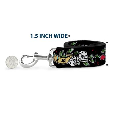 Show full view: Buckle-Down Lucky Polyester Dog Leash, Black, 6-ft long, 1-in wide slide 6 of 6