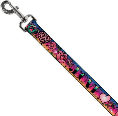 Show full view: Buckle-Down Love Polyester Dog Leash, Blue, 6-ft long, 1-in wide slide 2 of 6