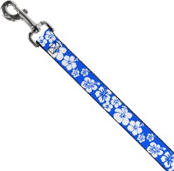 Buckle-Down Hibiscus Blue Polyester Dog Leash, Blue, 4-ft long, 1-in wide slide 2 of 6