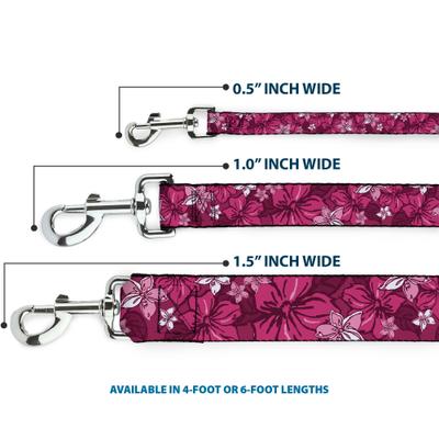 Show full view: Buckle-Down Hibiscus Collage Pink Shades Polyester Dog Leash, 6-ft long, 1-in wide slide 3 of 6