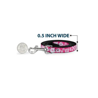 Show full view: Buckle-Down Hibiscus Polyester Dog Leash, Pink, 6-ft long, 1-in wide slide 4 of 6