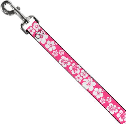 Show full view: Buckle-Down Hibiscus Polyester Dog Leash, Pink, 6-ft long, 1-in wide slide 2 of 6