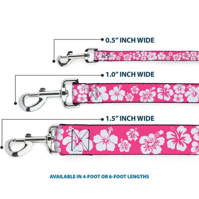 Show full view: Buckle-Down Hibiscus Polyester Dog Leash, Pink, 6-ft long, 1-in wide slide 3 of 6