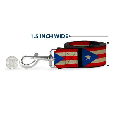 Show full view: Buckle-Down Puerto Rico Flag Weathered Polyester Dog Leash, 6-ft long, 1-in wide slide 6 of 6