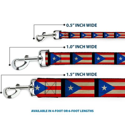 Show full view: Buckle-Down Puerto Rico Flag Weathered Polyester Dog Leash, 6-ft long, 1-in wide slide 3 of 6