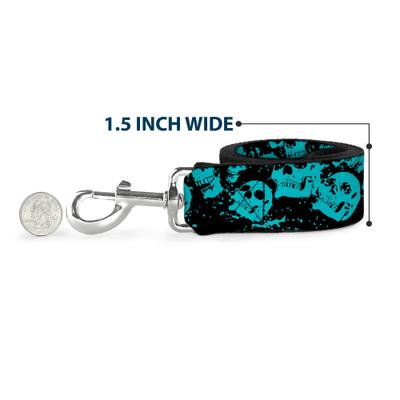 Show full view: Buckle-Down Skulls Stacked Weathered Polyester Dog Leash, Turquoise, 6-ft long, 1-in wide slide 7 of 7