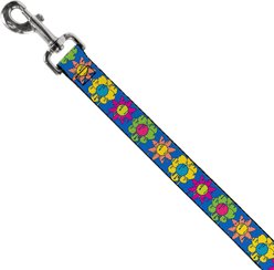 Buckle-Down Funky Flower Drip Polyester Dog Leash, 4-ft long, 1-in wide slide 2 of 6