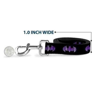 Show full view: Buckle-Down DC Comics Batman Signal Plaid Polyester Dog Leash, Purple, 4-ft long, 1-in wide slide 5 of 6