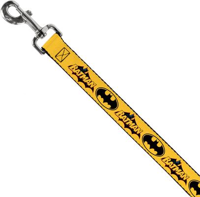 Show full view: Buckle-Down DC Comics Vintage Batman Logo Bat Signal Polyester Dog Leash, Yellow, 6-ft long, 1-in wide slide 3 of 7