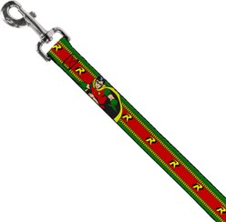 Buckle-Down DC Comics Robin Action Pose Logo Stripe Polyester Dog Leash, 4-ft long, 1-in wide slide 2 of 6