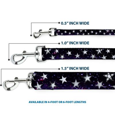 Show full view: Buckle-Down Glowing Stars In Space Polyester Dog Leash, White, 4-ft long, 1-in wide slide 3 of 6