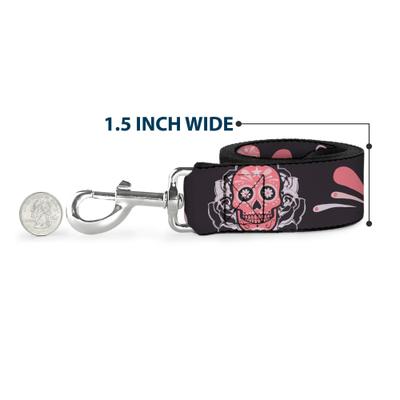 Show full view: Buckle-Down Sugar Skulls Polyester Dog Leash, Pink, 4-ft long, 1-in wide slide 7 of 7