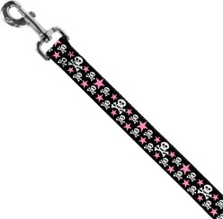 Buckle-Down Skulls Stars Polyester Dog Leash, Pink, 4-ft long, 1-in wide slide 2 of 6