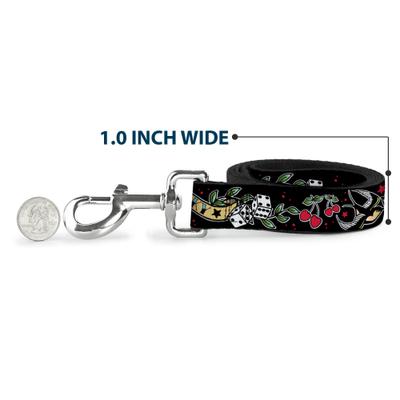 Show full view: Buckle-Down Lucky Polyester Dog Leash, Black, 6-ft long, 1-in wide slide 5 of 6