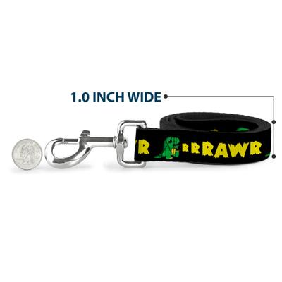 Show full view: Buckle-Down Rrrawr Dinosaur Polyester Dog Leash, Yellow, 4-ft long, 1-in wide slide 5 of 6
