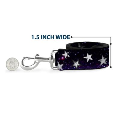 Show full view: Buckle-Down Glowing Stars In Space Polyester Dog Leash, White, 4-ft long, 1-in wide slide 6 of 6