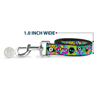 Show full view: Buckle-Down Funky Alien Flowers Polyester Dog Leash, multi, 6-ft long, 1-in wide slide 5 of 6