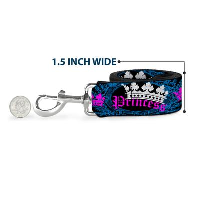 Show full view: Buckle-Down Crown Princess Oval Polyester Dog Leash, Blue, 4-ft long, 1-in wide slide 6 of 6