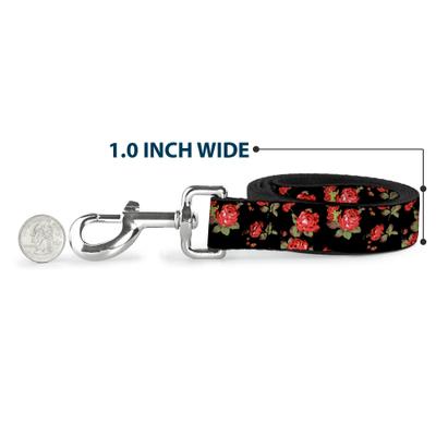Show full view: Buckle-Down Red Roses Scattered Polyester Dog Leash, Red, 6-ft long, 1-in wide slide 5 of 6