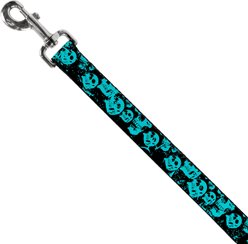 Buckle-Down Skulls Stacked Weathered Polyester Dog Leash, Turquoise, 4-ft long, 1-in wide slide 2 of 6