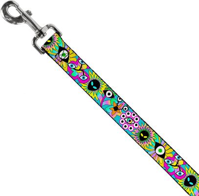 Show full view: Buckle-Down Funky Alien Flowers Polyester Dog Leash, multi, 6-ft long, 1-in wide slide 2 of 6