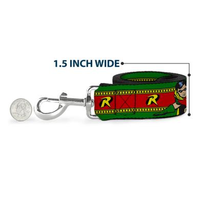 Show full view: Buckle-Down DC Comics Robin Action Pose Logo Stripe Polyester Dog Leash, 6-ft long, 1-in wide slide 6 of 6