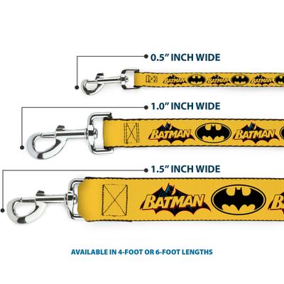 Show full view: Buckle-Down DC Comics Vintage Batman Logo Bat Signal Polyester Dog Leash, Yellow, 6-ft long, 1-in wide slide 4 of 7