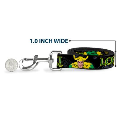 Show full view: Buckle-Down Marvel Comics Loki In Action Polyester Dog Leash, Yellow, 6-ft long, 1-in wide slide 5 of 6