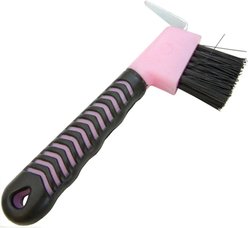 Intrepid International Rubber Grip Horse Hoof Pick with Brush, Pink