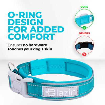 Show full view: Blazin O So Comfy O-Ring Reflective Neoprene Waterproof Dog Collar, Blue, X-Large: 18.9 to 21.7-in neck, 1.25-in wide slide 5 of 10