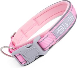 Blazin O So Comfy O-Ring Reflective Neoprene Waterproof Dog Collar, Pink, Small: 11.8 to 14.6-in neck, 1-in wide