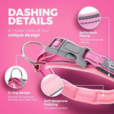 Show full view: Blazin O So Comfy O-Ring Reflective Neoprene Waterproof Dog Collar, Pink, Small: 11.8 to 14.6-in neck, 1-in wide slide 3 of 10
