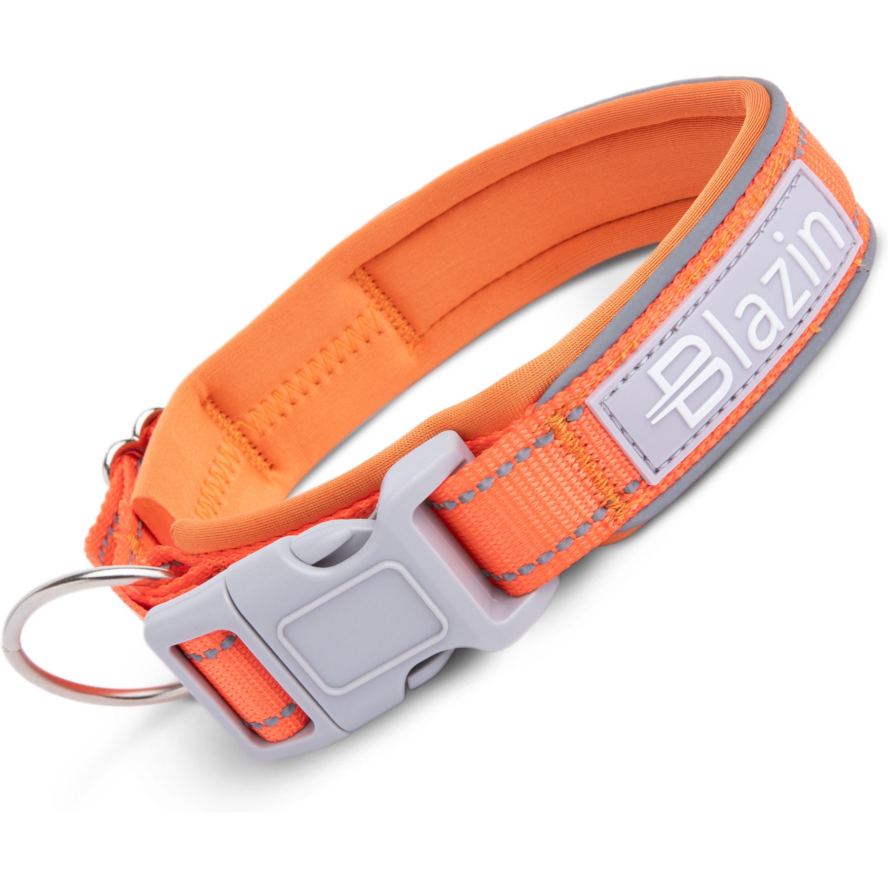 Blazin O So Comfy O-Ring Reflective Neoprene Waterproof Dog Collar, Orange, Small: 11.8 to 14.6-in neck, 1-in wide