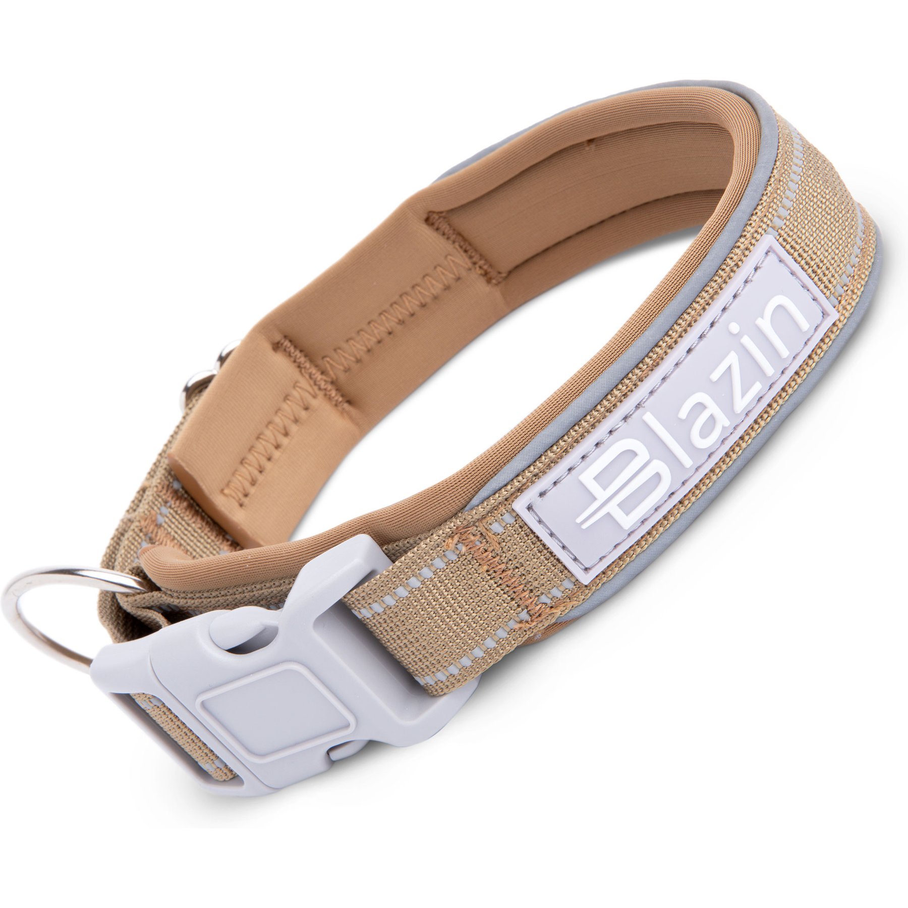 Blazin O So Comfy O-Ring Reflective Neoprene Waterproof Dog Collar, Caramel, Medium: 14.6 to 17.7-in neck, 1.25-in wide