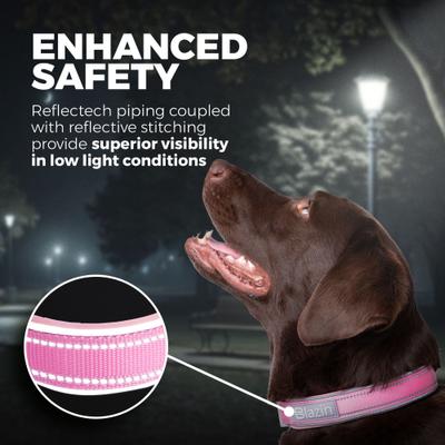 Show full view: Blazin O So Comfy O-Ring Reflective Neoprene Waterproof Dog Collar, Pink, Small: 11.8 to 14.6-in neck, 1-in wide slide 2 of 10