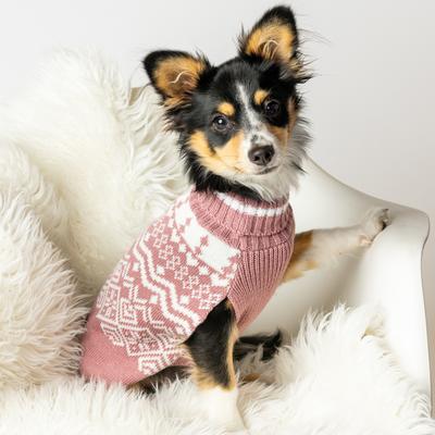 Show full view: Eddie Bauer Townsend Christmas Fair Isle Dog Sweater, Heathered Pink, Medium slide 7 of 8
