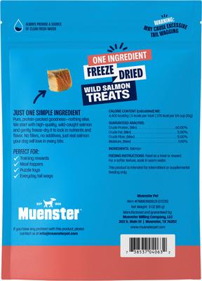 Show full view: Muenster Salmon Filet Freeze-Dried Dog Treats, 3-oz pouch slide 3 of 7