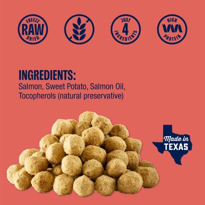Show full view: Muenster Salmon Meatball Freeze-Dried Dog Treats, 4-oz pouch slide 5 of 7